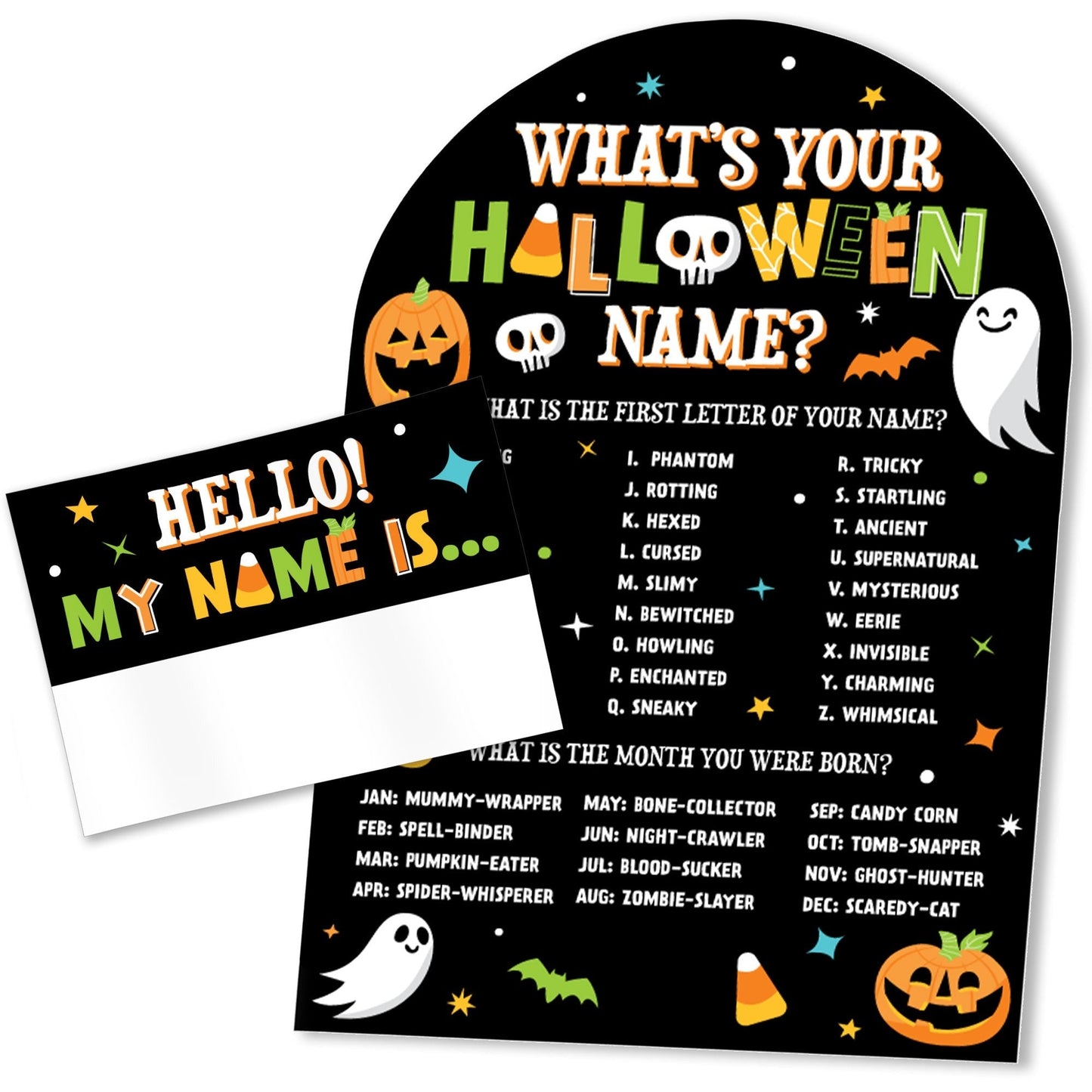 Jack-O'-Lantern Halloween What's Your Name Party Game