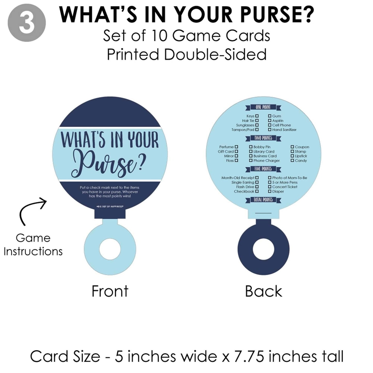 Baby Boy - 4 Blue Baby Shower Games - 10 Cards Each - Who Knows Mommy Best, Mommy or Daddy Quiz, What's in Your Purse and Oh Baby - Gamerific Bundle