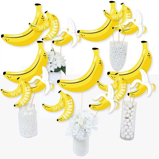 Let's Go Bananas - Tropical Party Centerpiece Sticks - Table Toppers - Set of 15