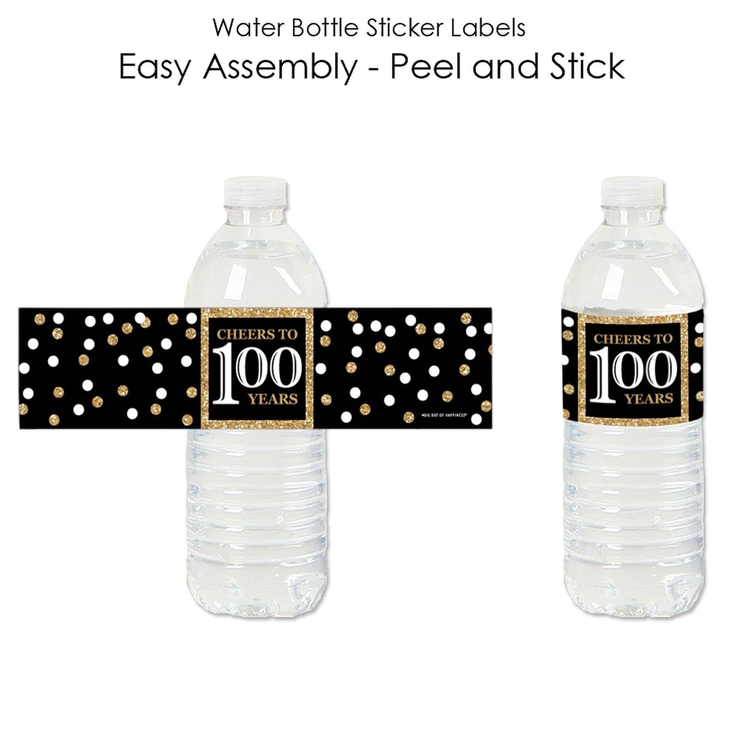 100th Birthday Party Water Bottle Sticker Labels - Set of 20
