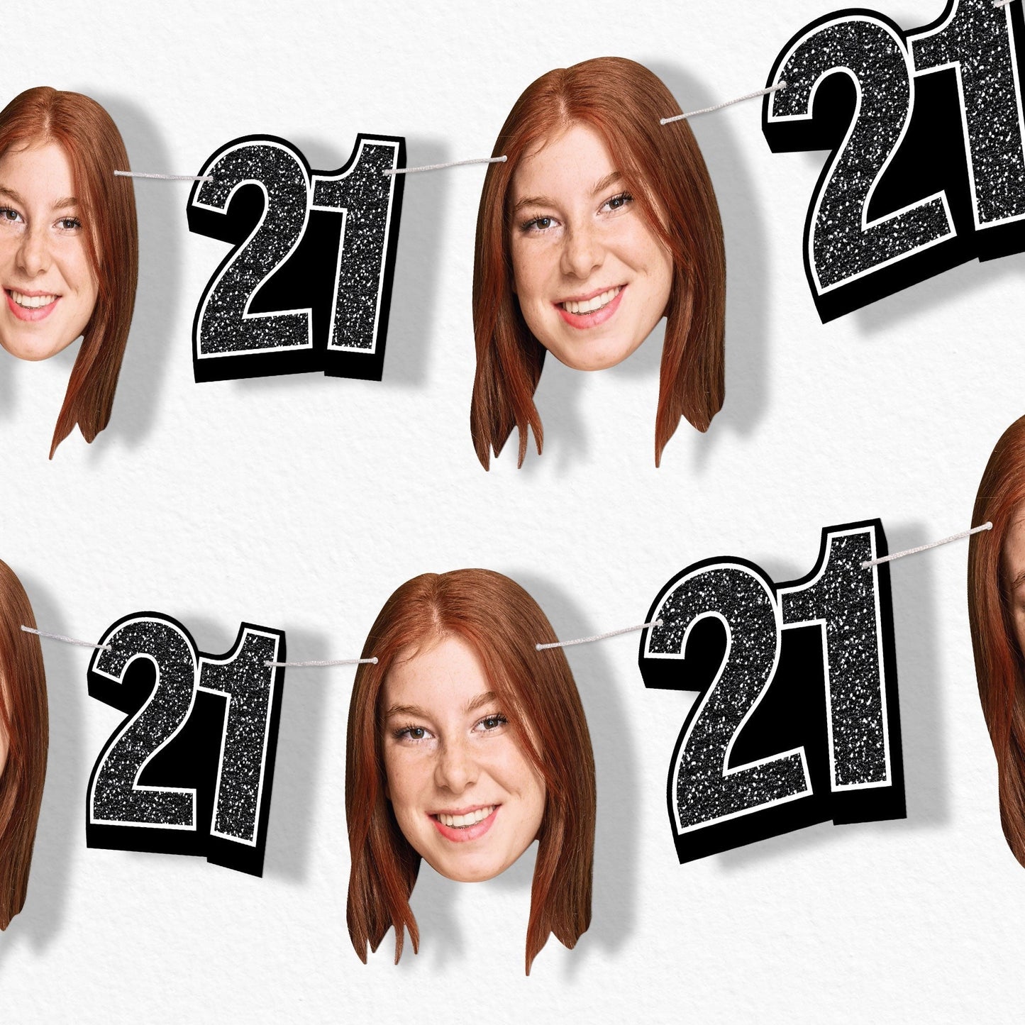 Custom Face 21st Birthday Garland Banner