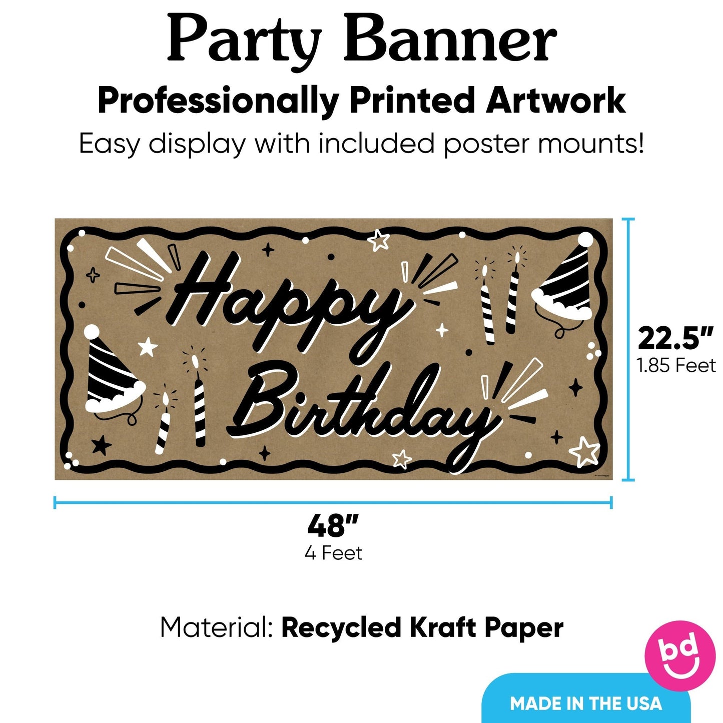 Happy Birthday Kraft Banner