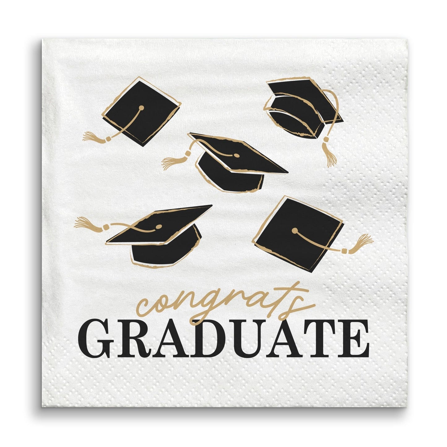 Napkins - Black and Gold Graduation - 24 Ct