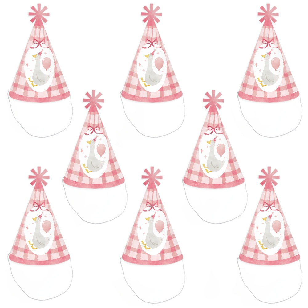 One Silly Goose Pink Cone Party - Set of 8 (Standard Size)