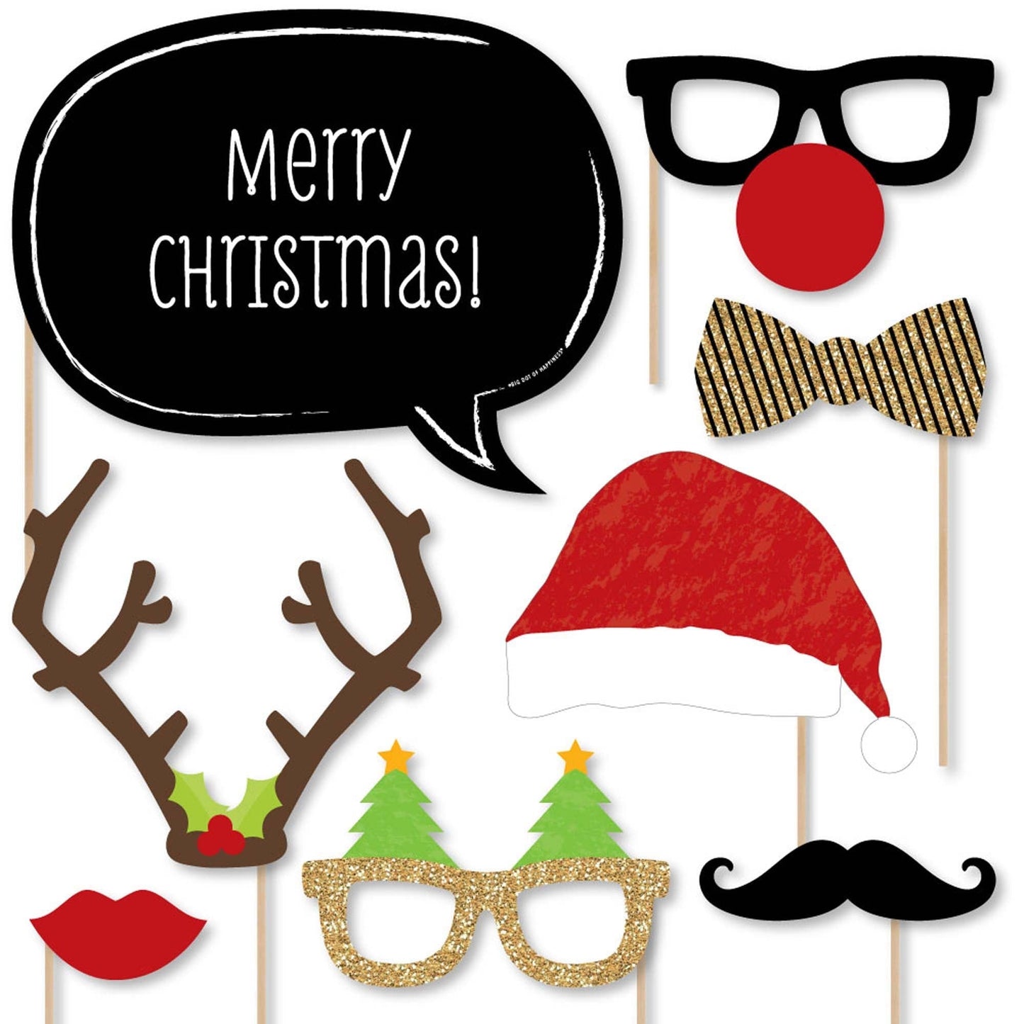 Christmas Party - Photo Booth Props Kit - 20 Count