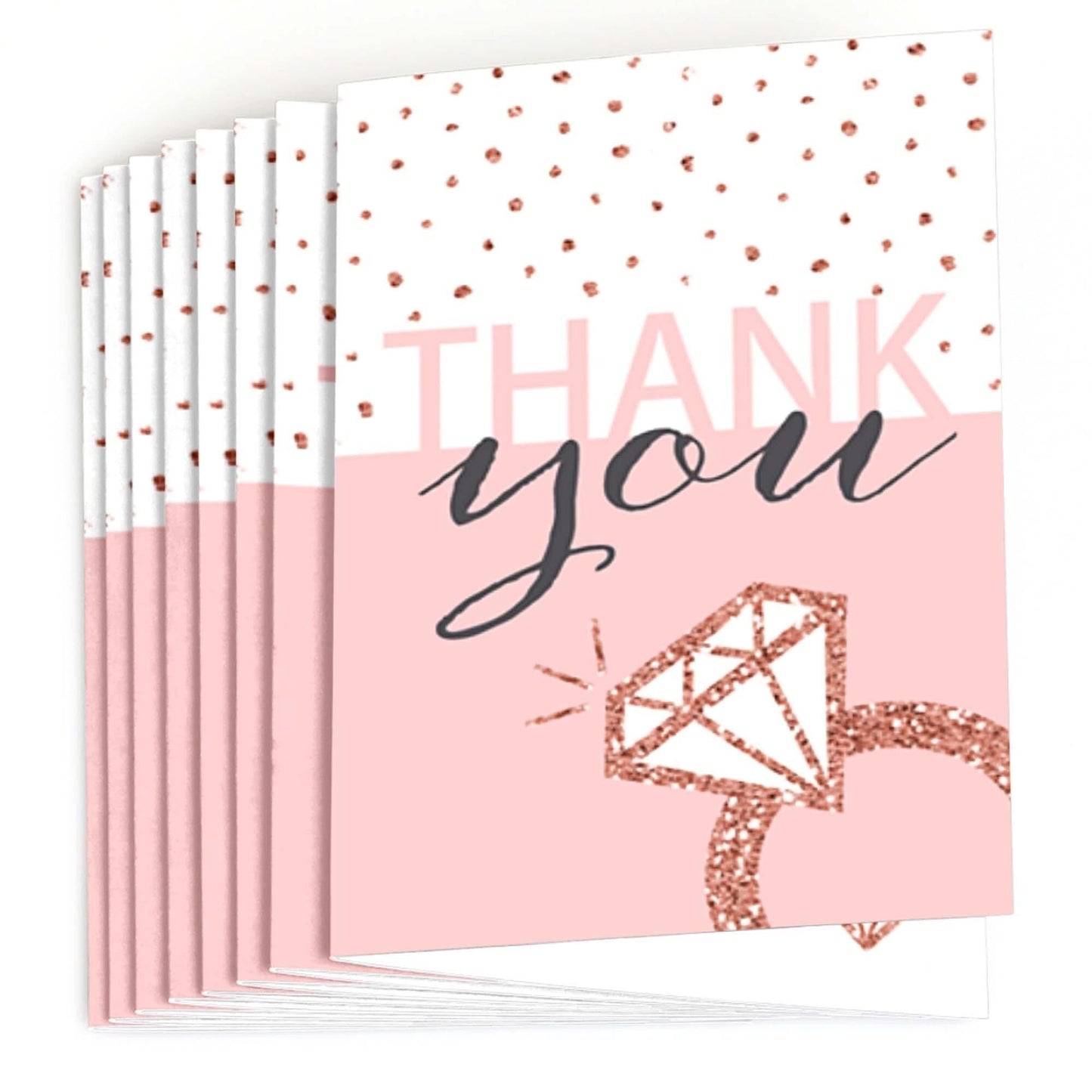 Bride Squad - Rose Gold Bridal Shower or Bachelorette Party Thank You Cards - 8 ct