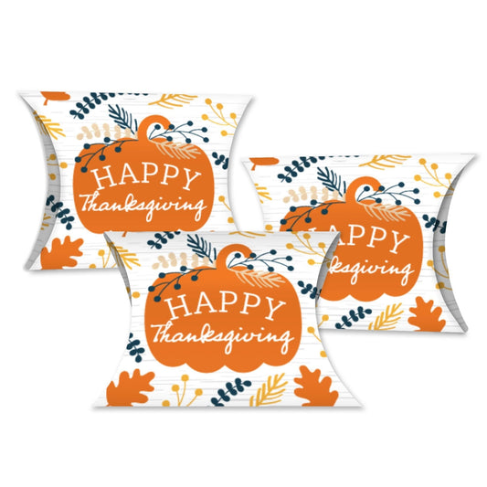 Happy Thanksgiving - Favor Gift Boxes - Fall Harvest Party Petite Pillow Boxes - Set of 20