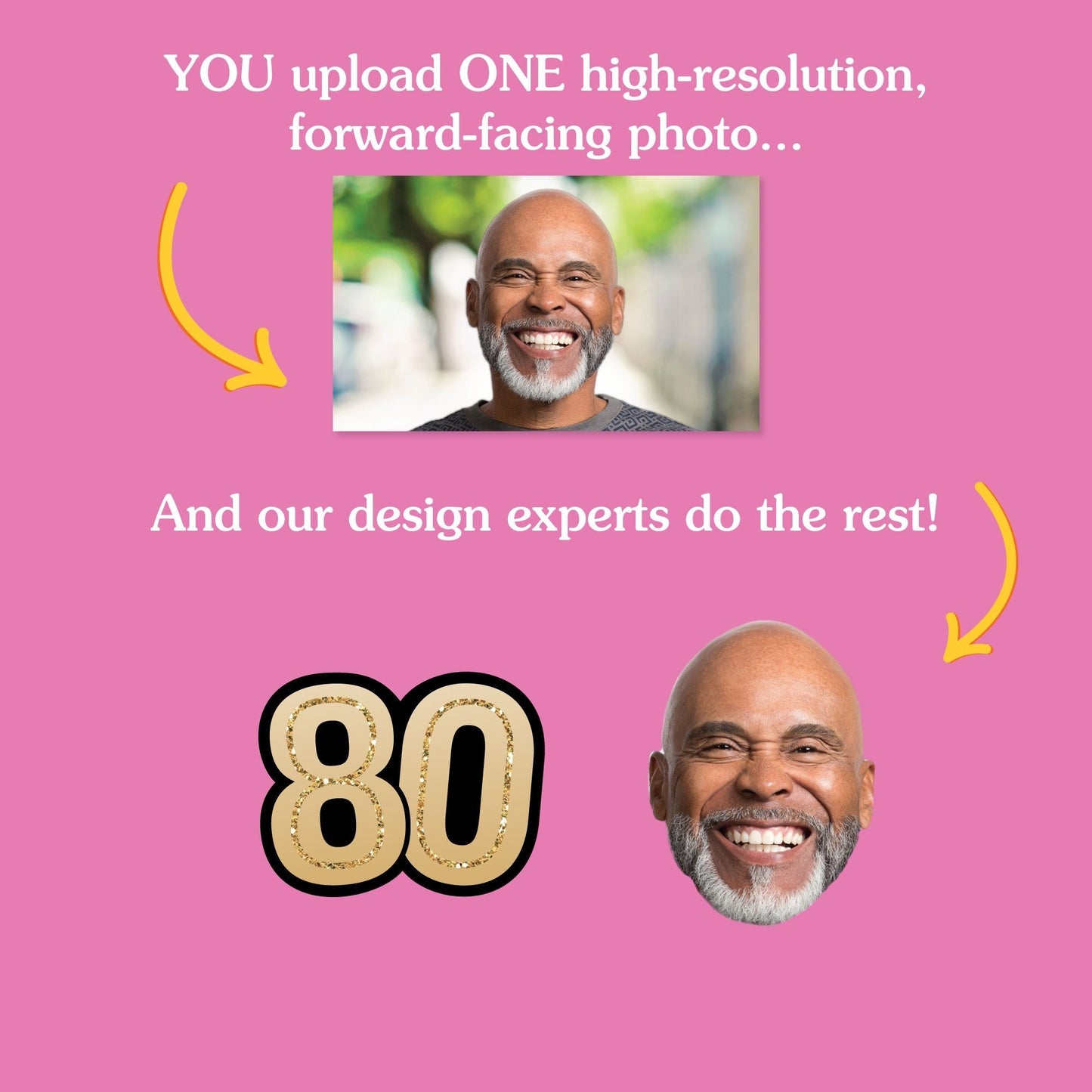 Custom Photo 80th Birthday Cut-Outs - 24 Ct