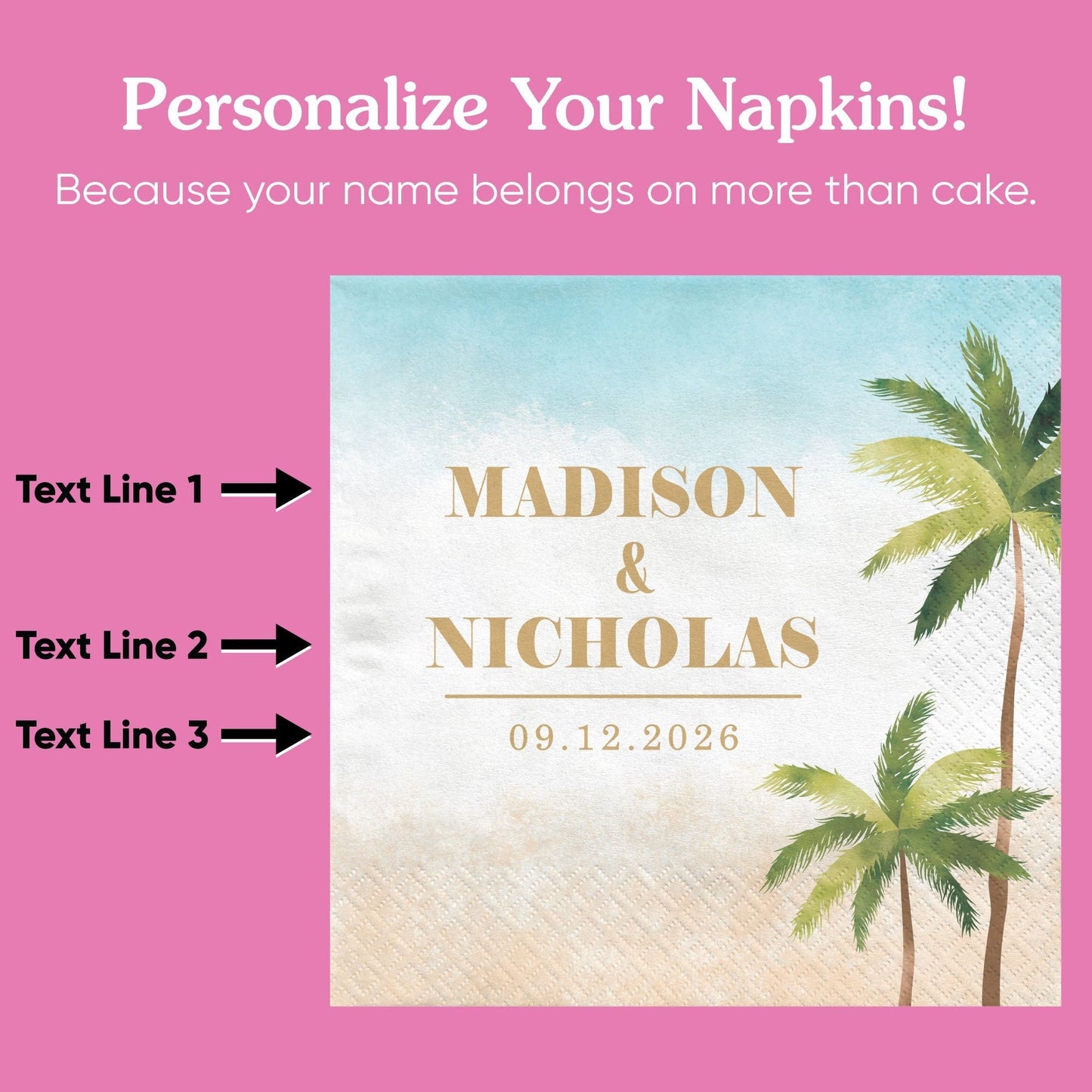 Custom Text - Beach Wedding Napkins