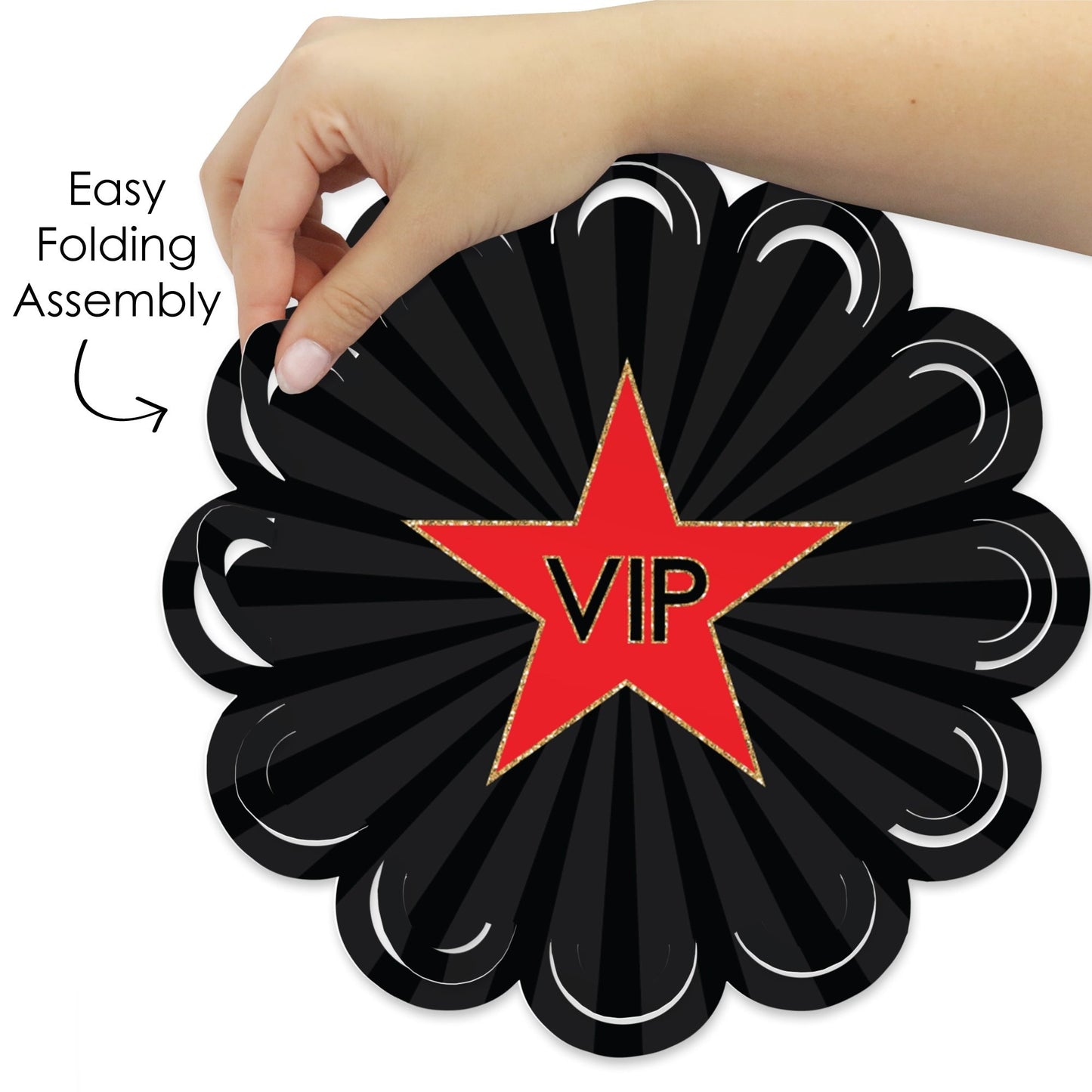 Red Carpet - Movie Night Party Round Table Decorations - Paper Chargers - Place Setting For 12