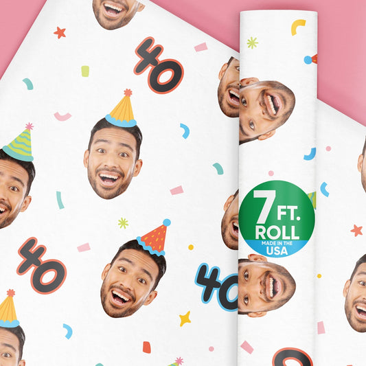 Custom Face Wrapping Paper - Colorful Birthday