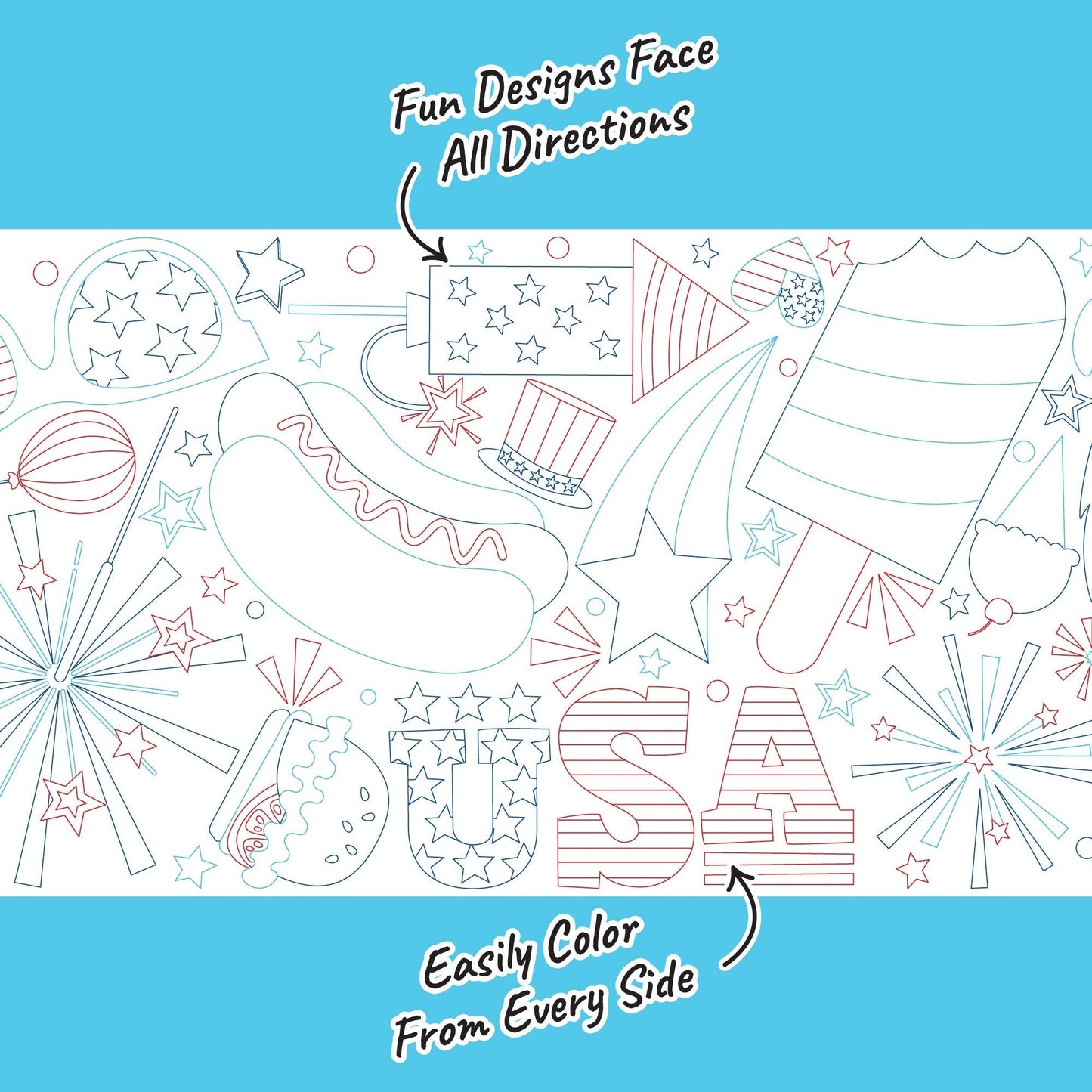 4th of July - Coloring Table Runner - 7'