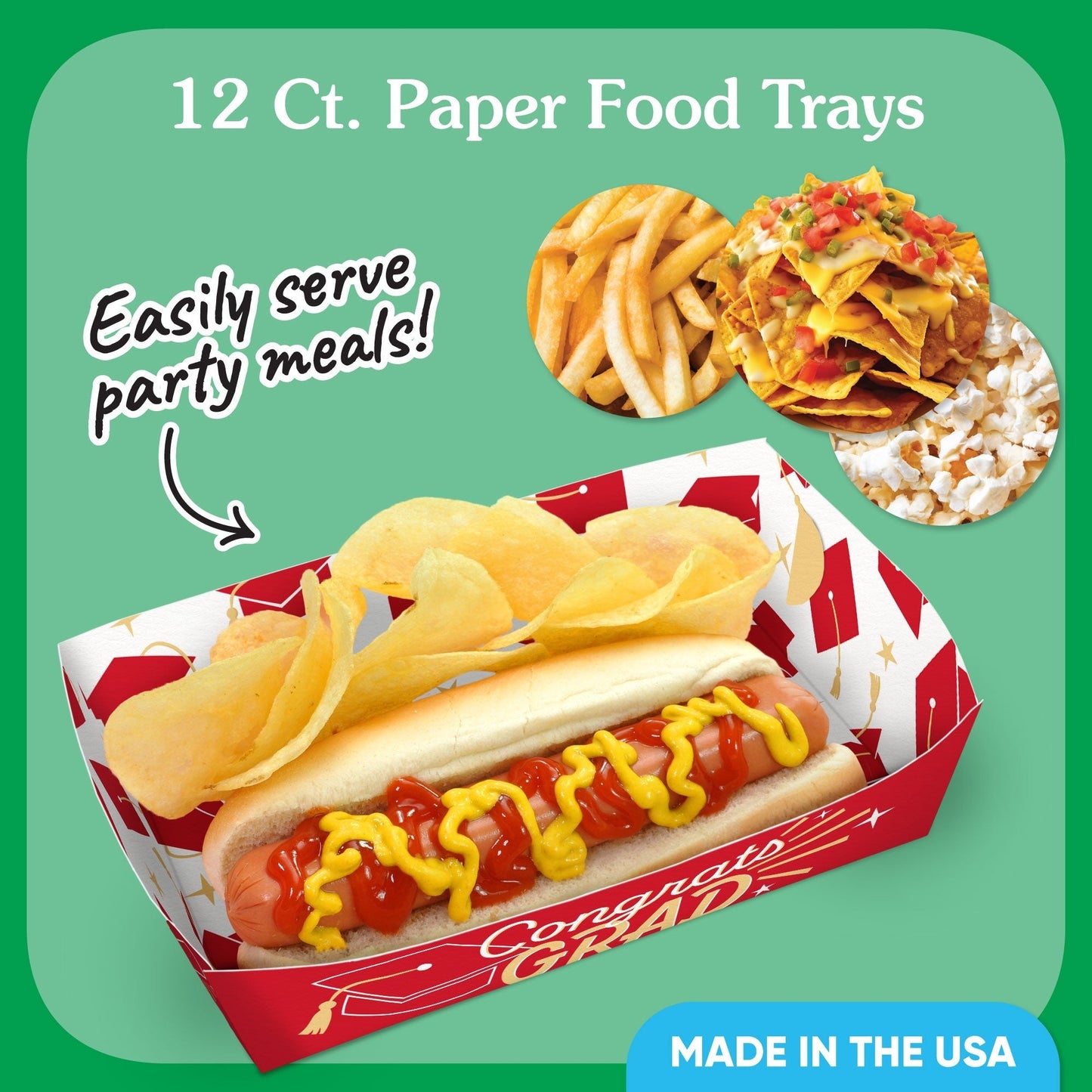 Red Graduation Paper Food Trays
