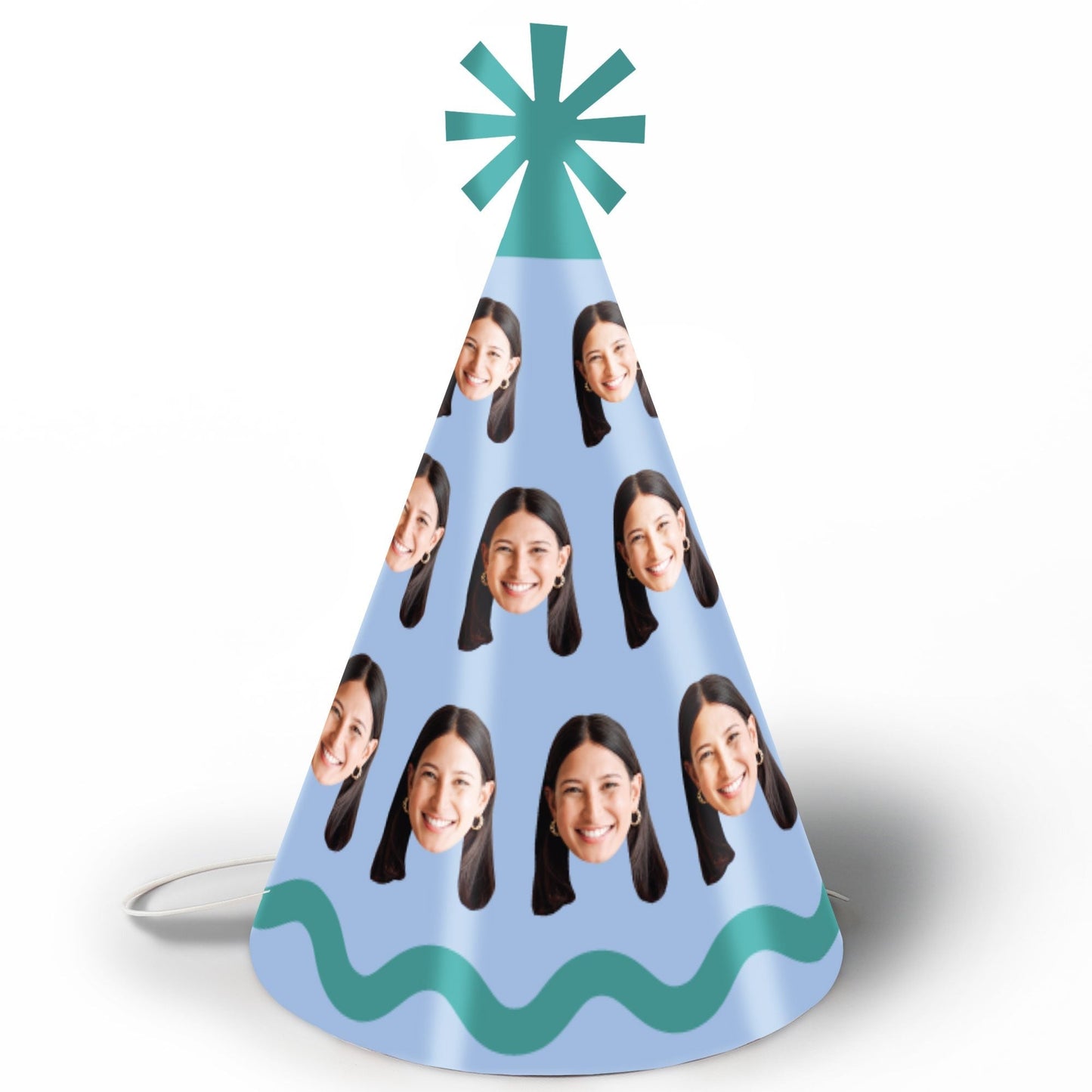 Custom Face Wavy Birthday Cone Hat - 8 Ct