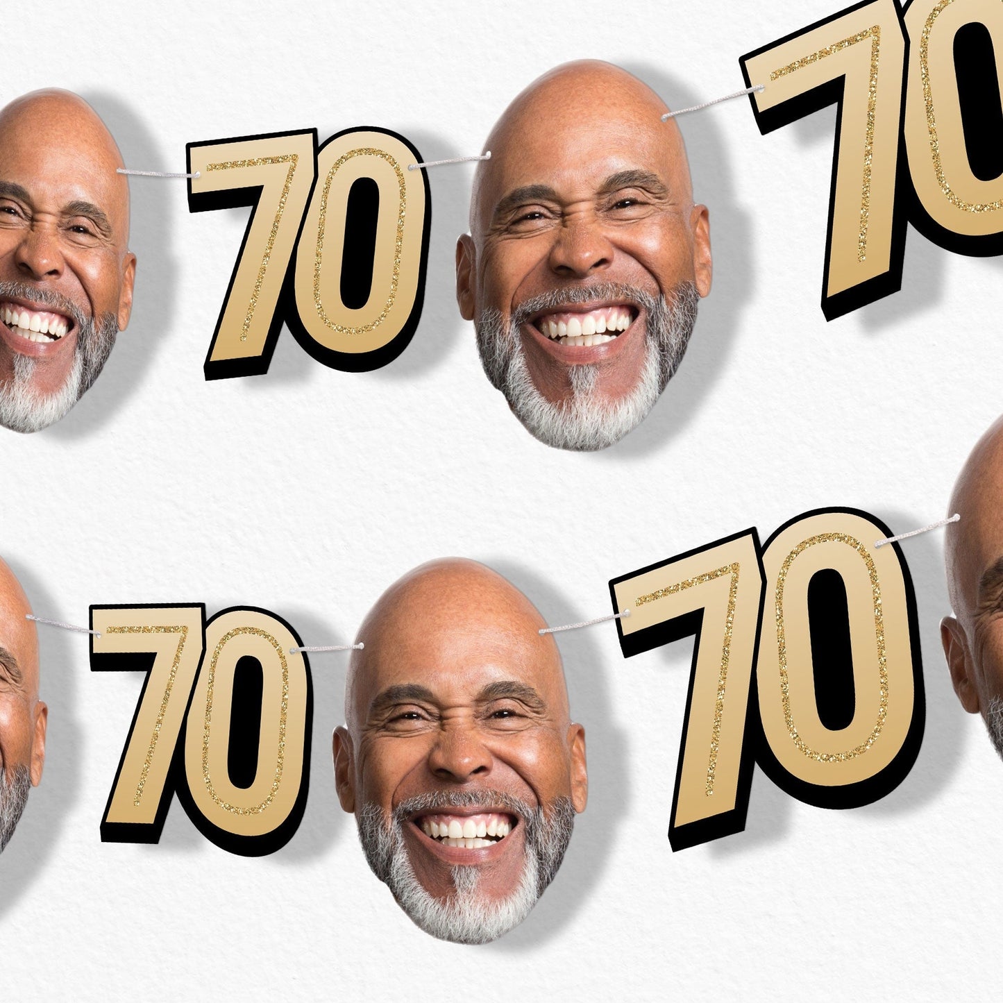 Custom Face 70th Birthday Garland Banner