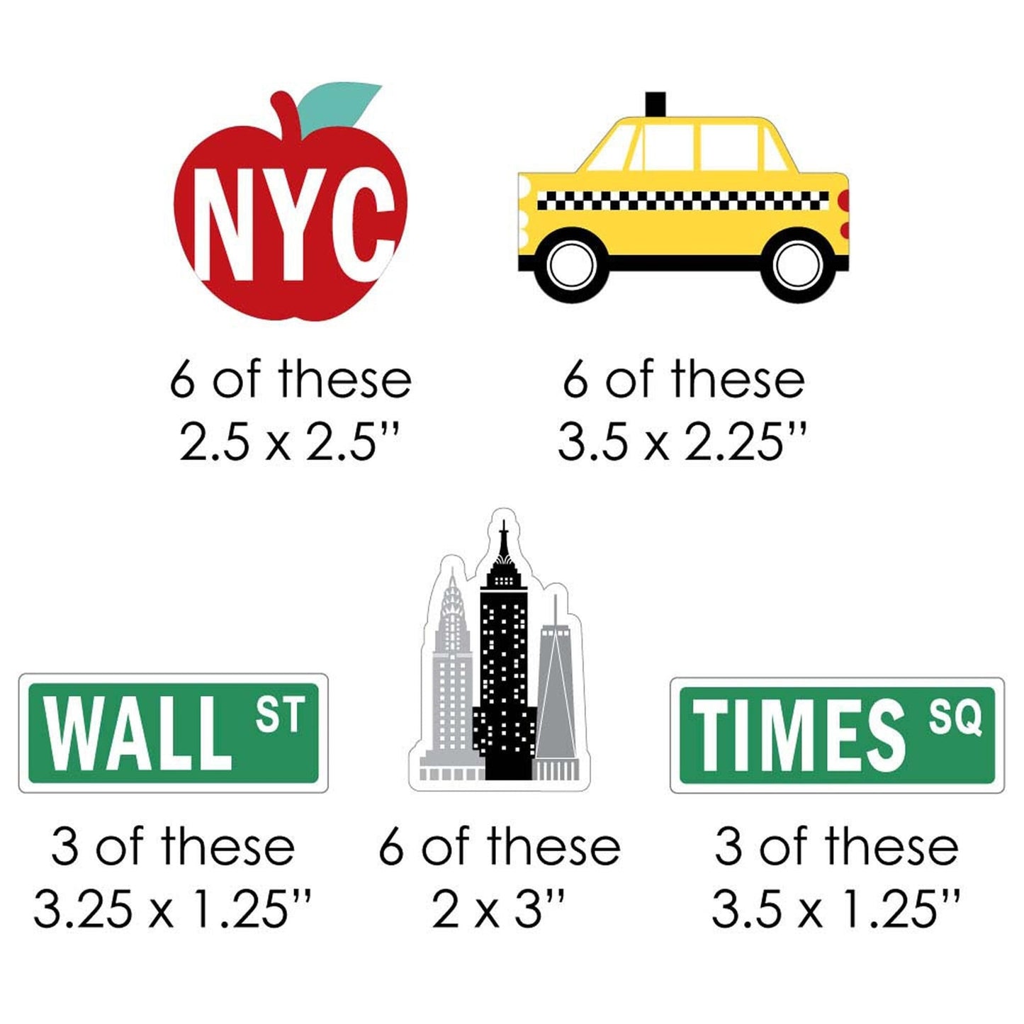 NYC Cityscape - DIY Shaped New York City Party Cut-Outs - 24 ct