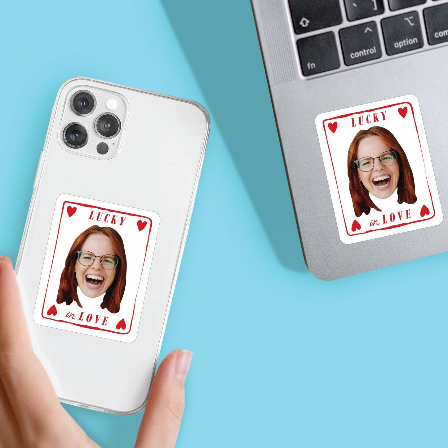 Custom Face Lucky In Love Cut-Out Stickers - 24 Ct