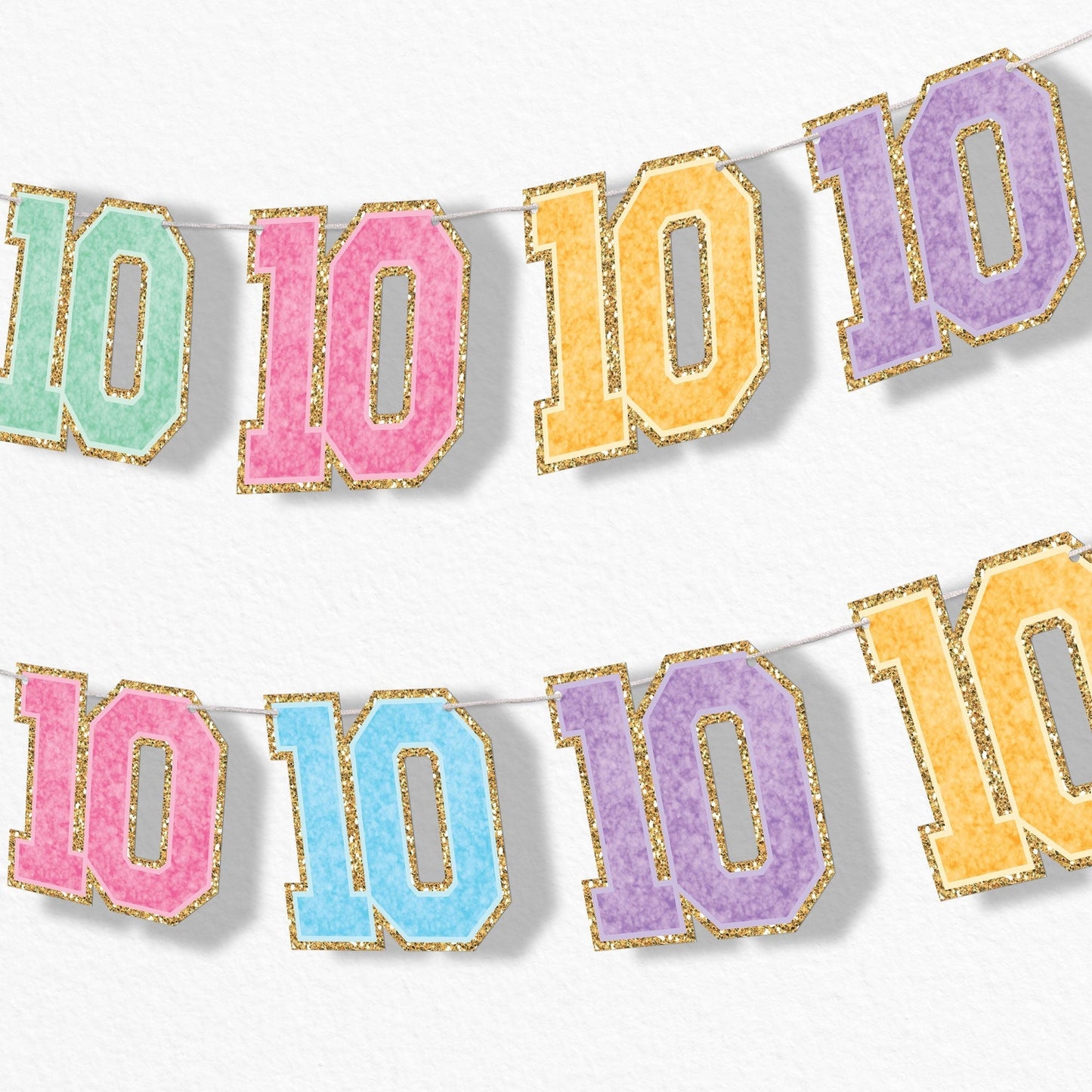 Preppy 10th Birthday Girl Garland Banner - 15 Pc