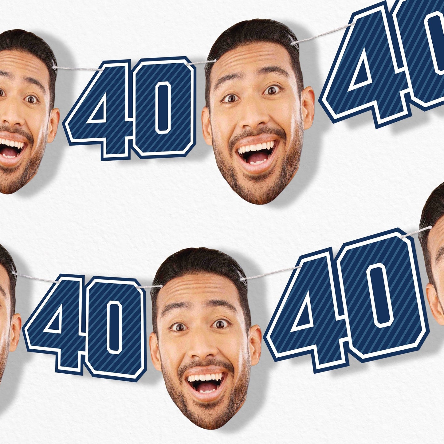 Custom Face 40th Birthday Garland Banner