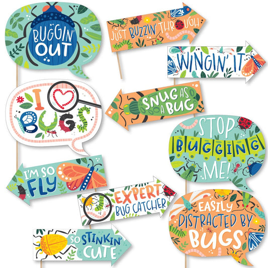 Funny Buggin' Out - Bugs Birthday Party Photo Booth Props Kit - 10 Piece