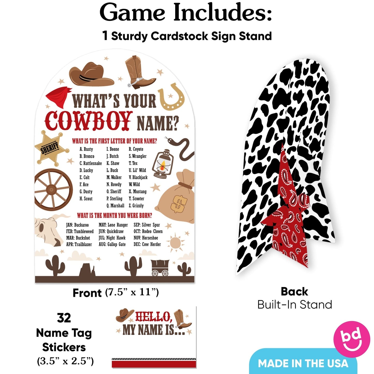 Western Hoedown What's Your Name Party Game