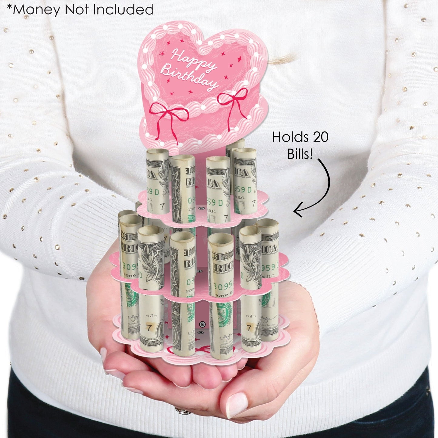 Pink Heart Cash Cake