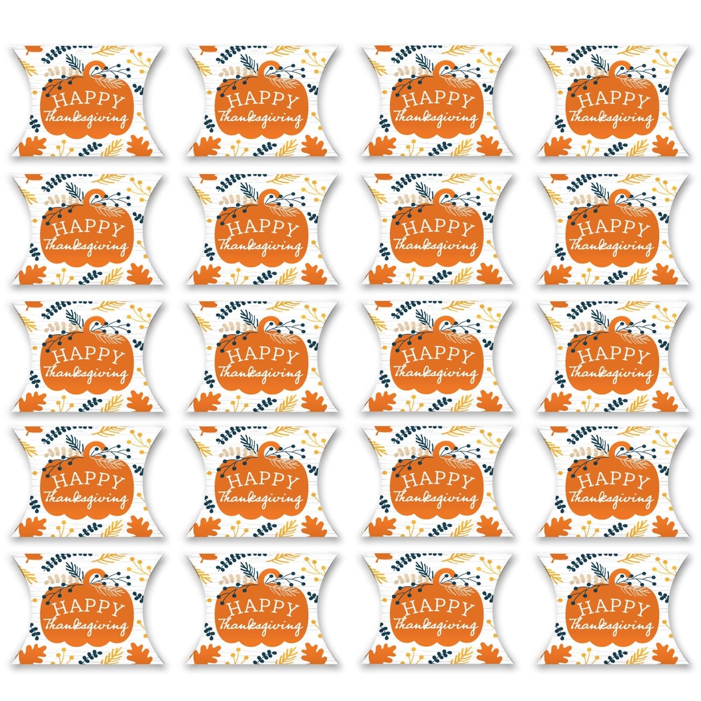 Happy Thanksgiving - Favor Gift Boxes - Fall Harvest Party Petite Pillow Boxes - Set of 20