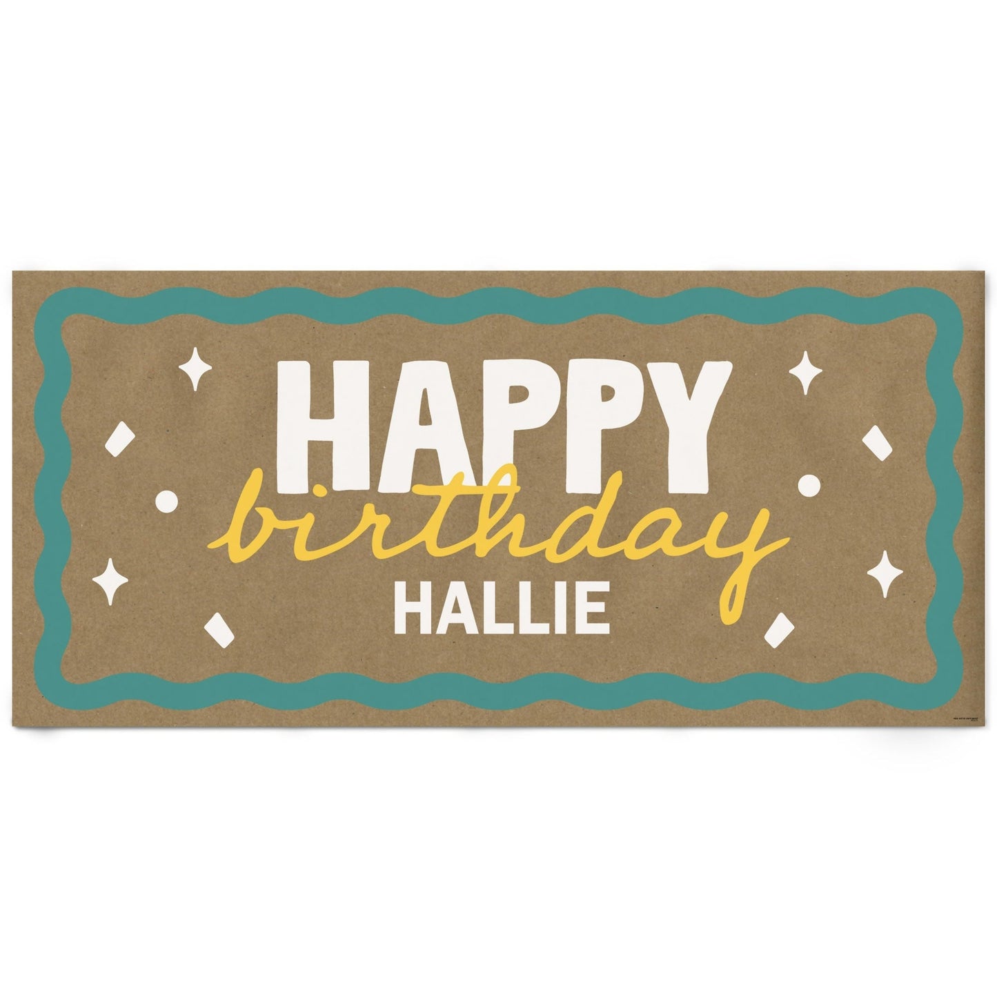 Custom Text Wavy Birthday Kraft Banner