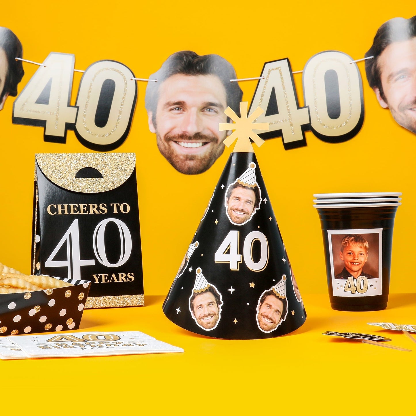 Custom Face 40th Birthday Garland Banner