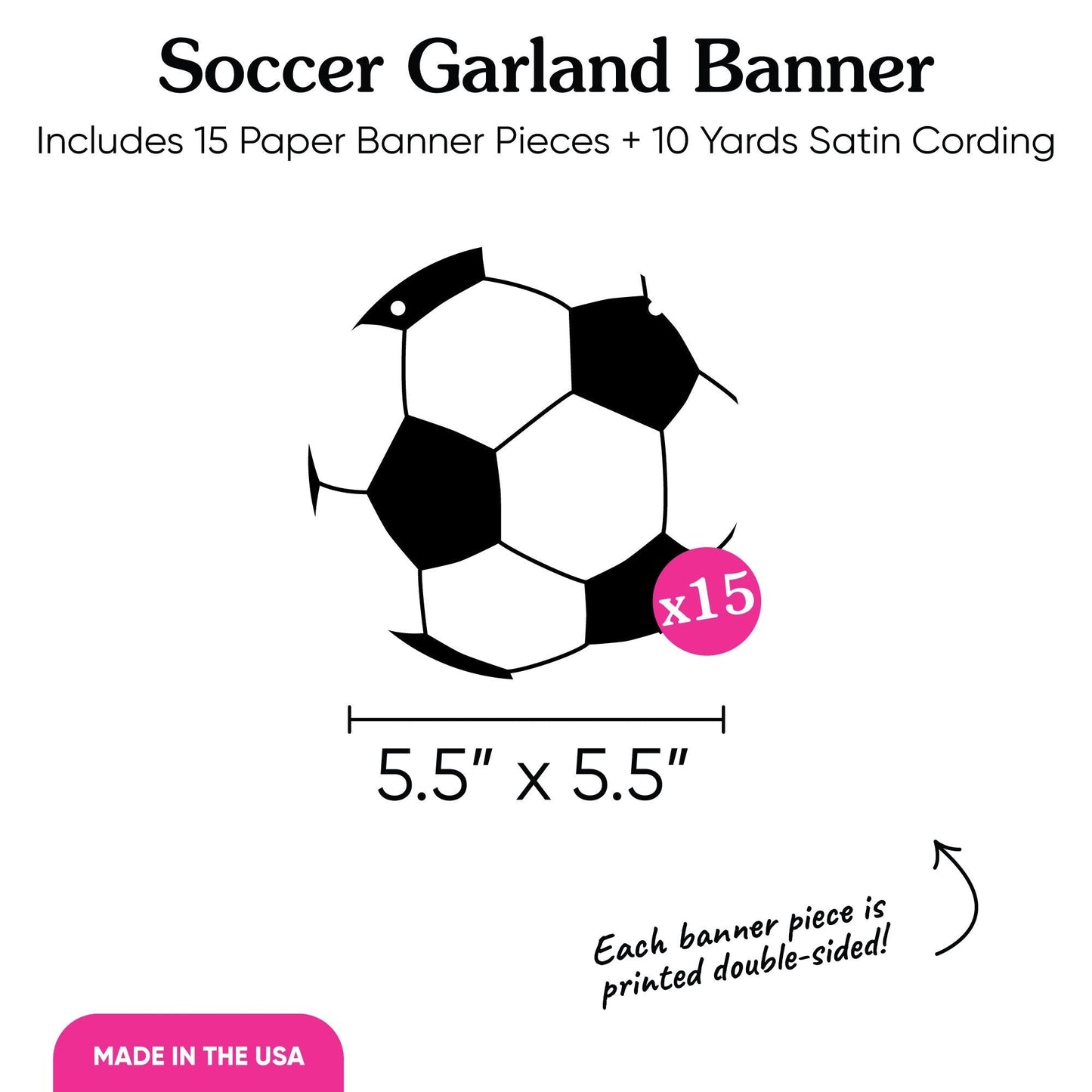 Soccer Garland Banner - 15 Pc