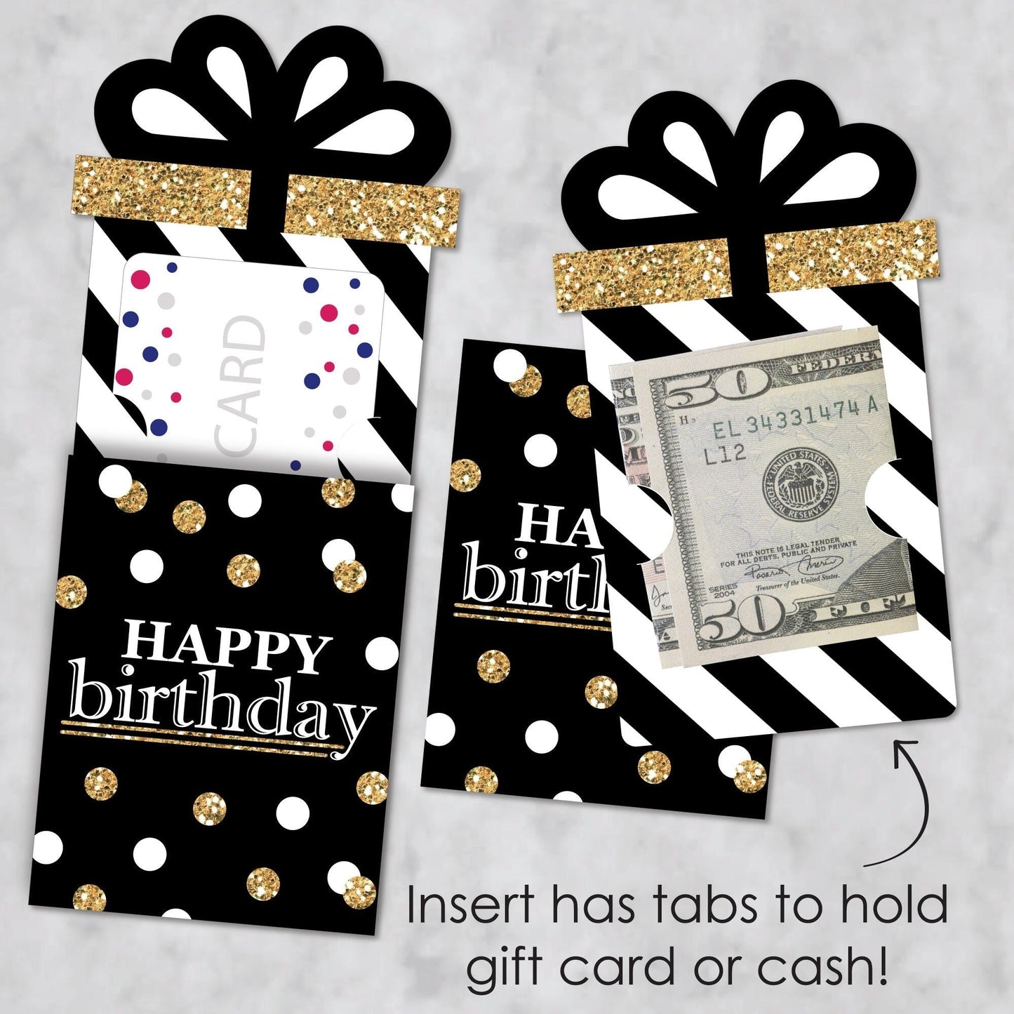 Adult Happy Birthday Birthday Party Money and Gift Card Sleeves - Nifty Gifty Card Holders - Set of 8