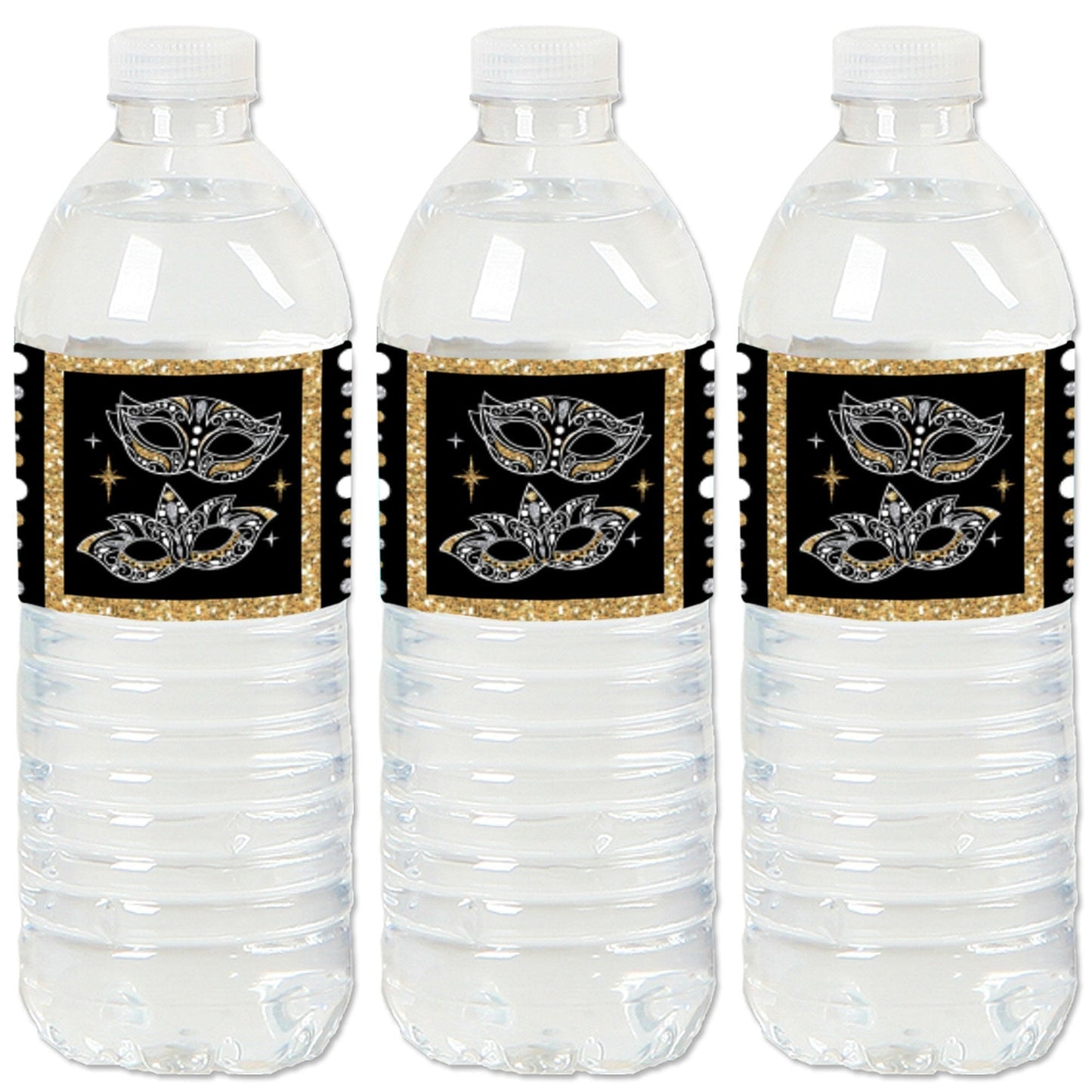 Masquerade - Venetian Mask Party Water Bottle Sticker Labels - Set of 20