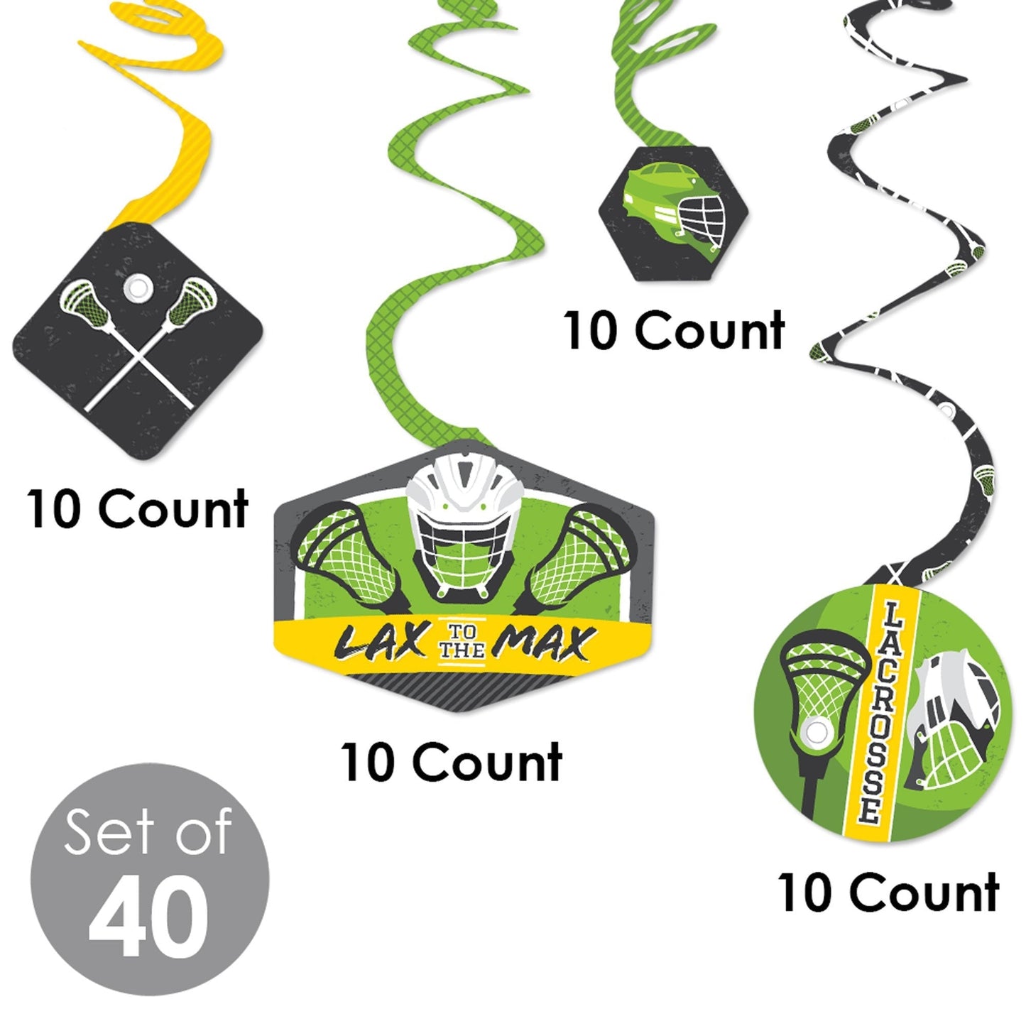 Lax to the Max - Lacrosse - Party Hanging Decor - Party Decoration Swirls - Set of 40