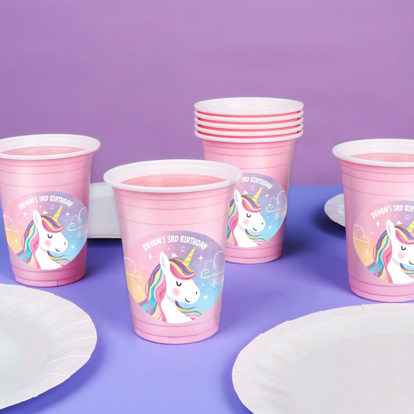 Custom Text Party Cups - Unicorn - 16 Ct