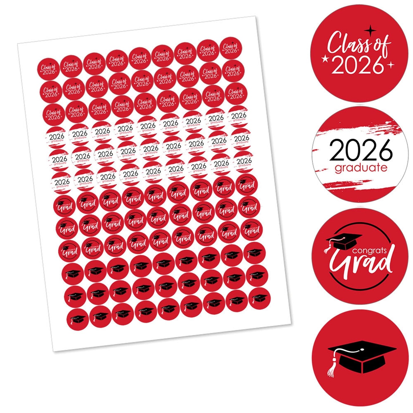 Red Grad - Best is Yet to Come - Round Candy Labels 2026 Graduation Party Favors - Fits Hershey's Kisses 108 Ct