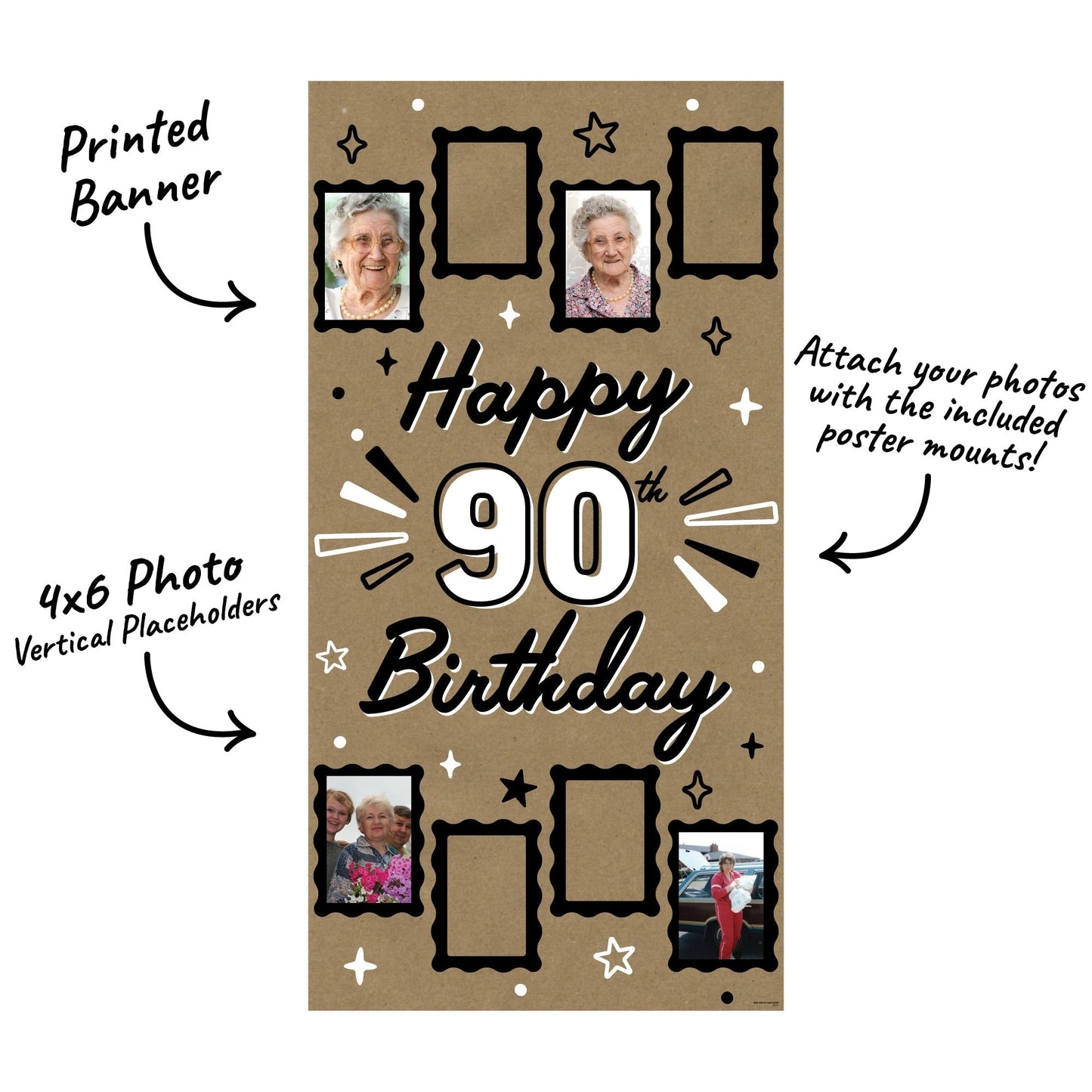 90th Birthday Kraft Photo Banner