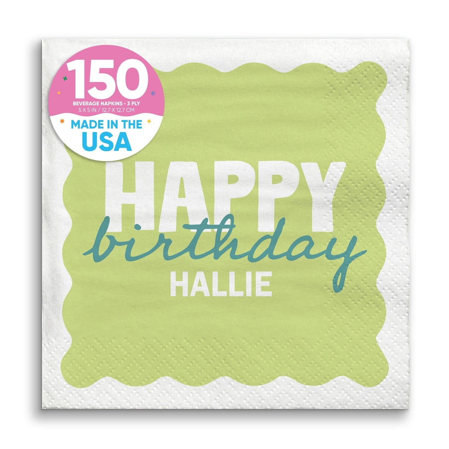 Custom Text Napkins - Wavy Birthday