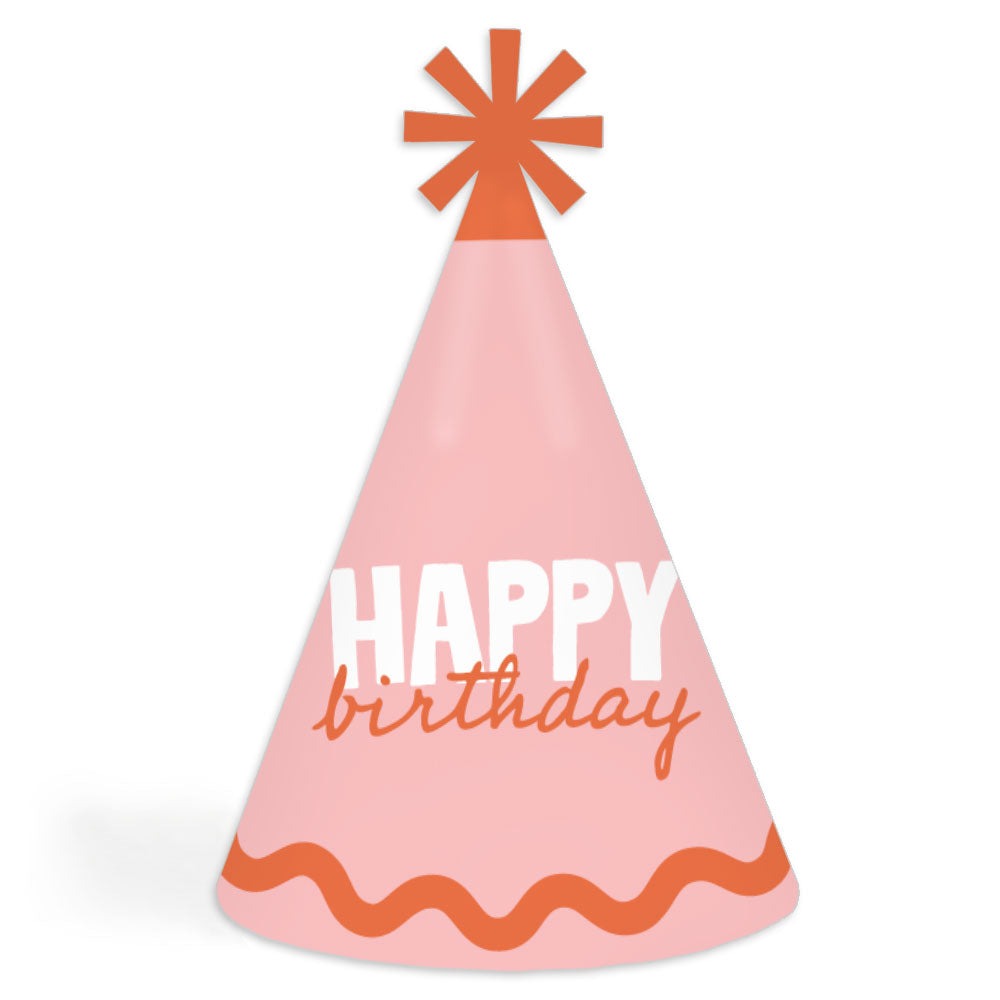 Wavy Birthday Cone Hat - 8 Ct