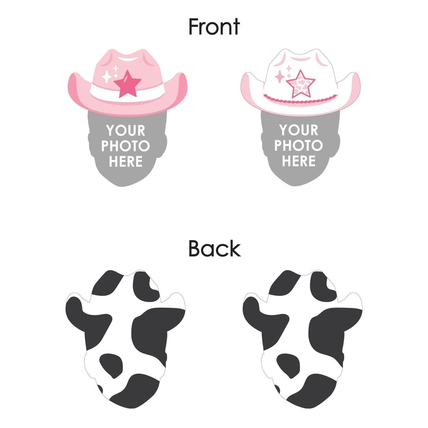 Custom Photo Pink First Rodeo - Cowgirl 1st Birthday Party Fun Face Paper Straw Decor - Set of 24