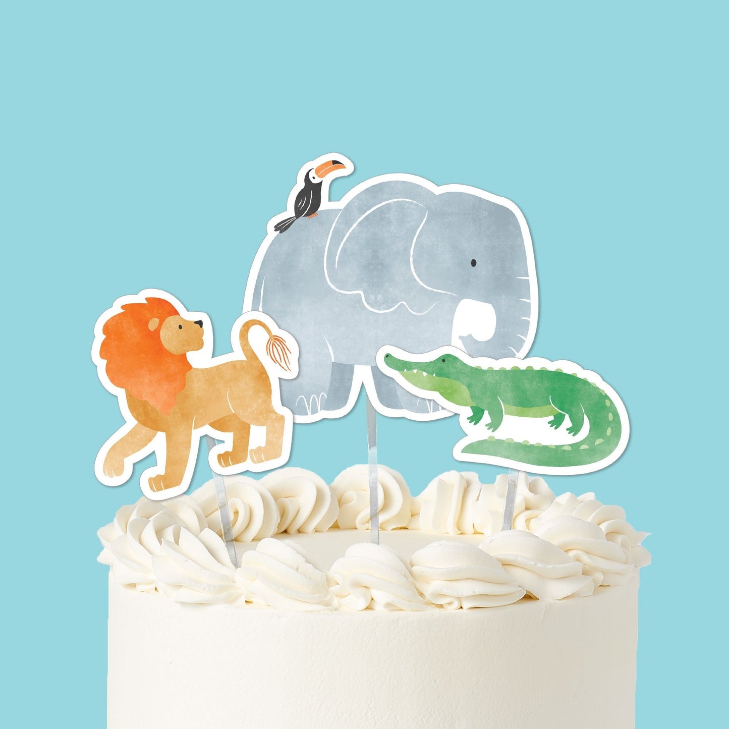 Safari Animals Cake Topper - 3 Pc