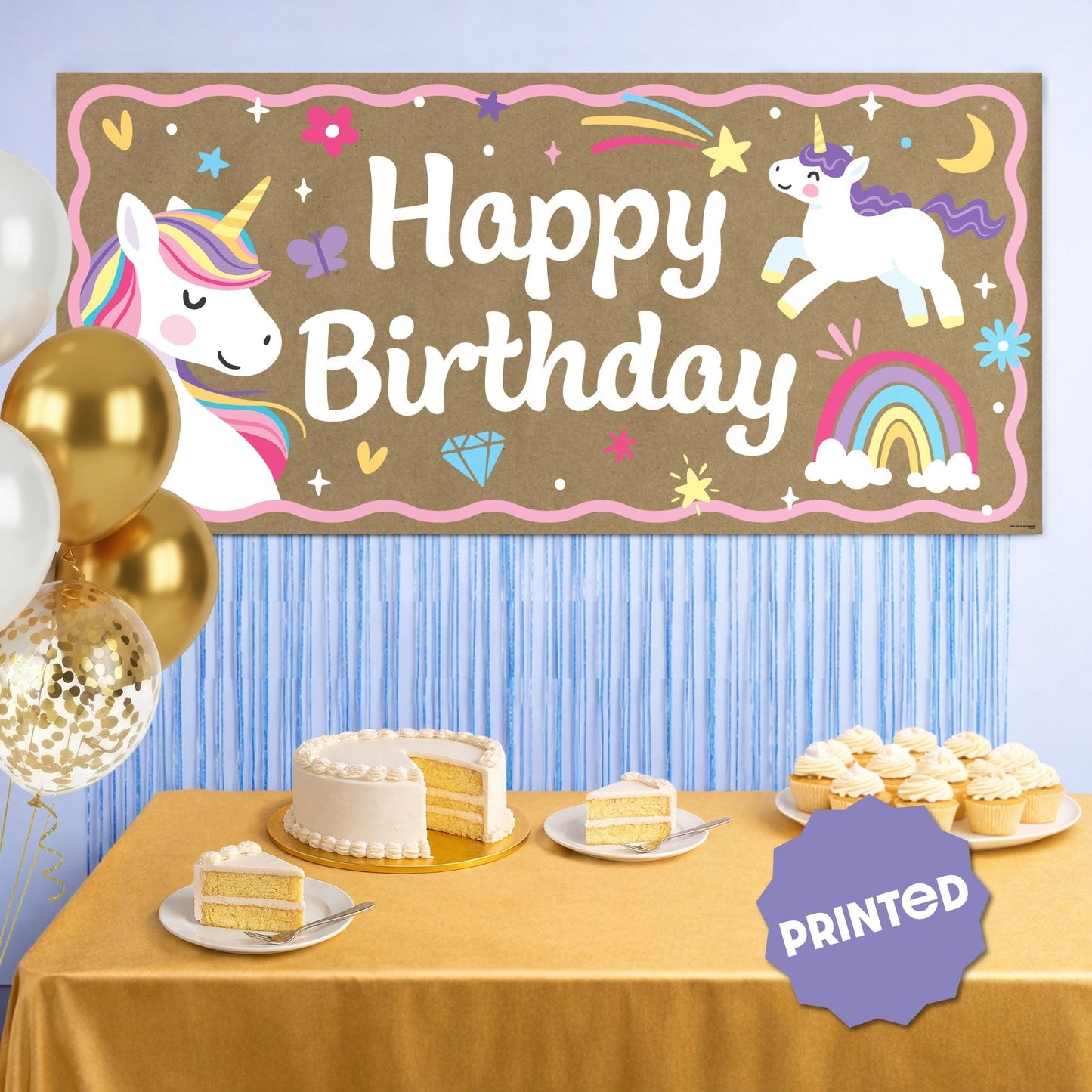 Unicorn Birthday Kraft Banner