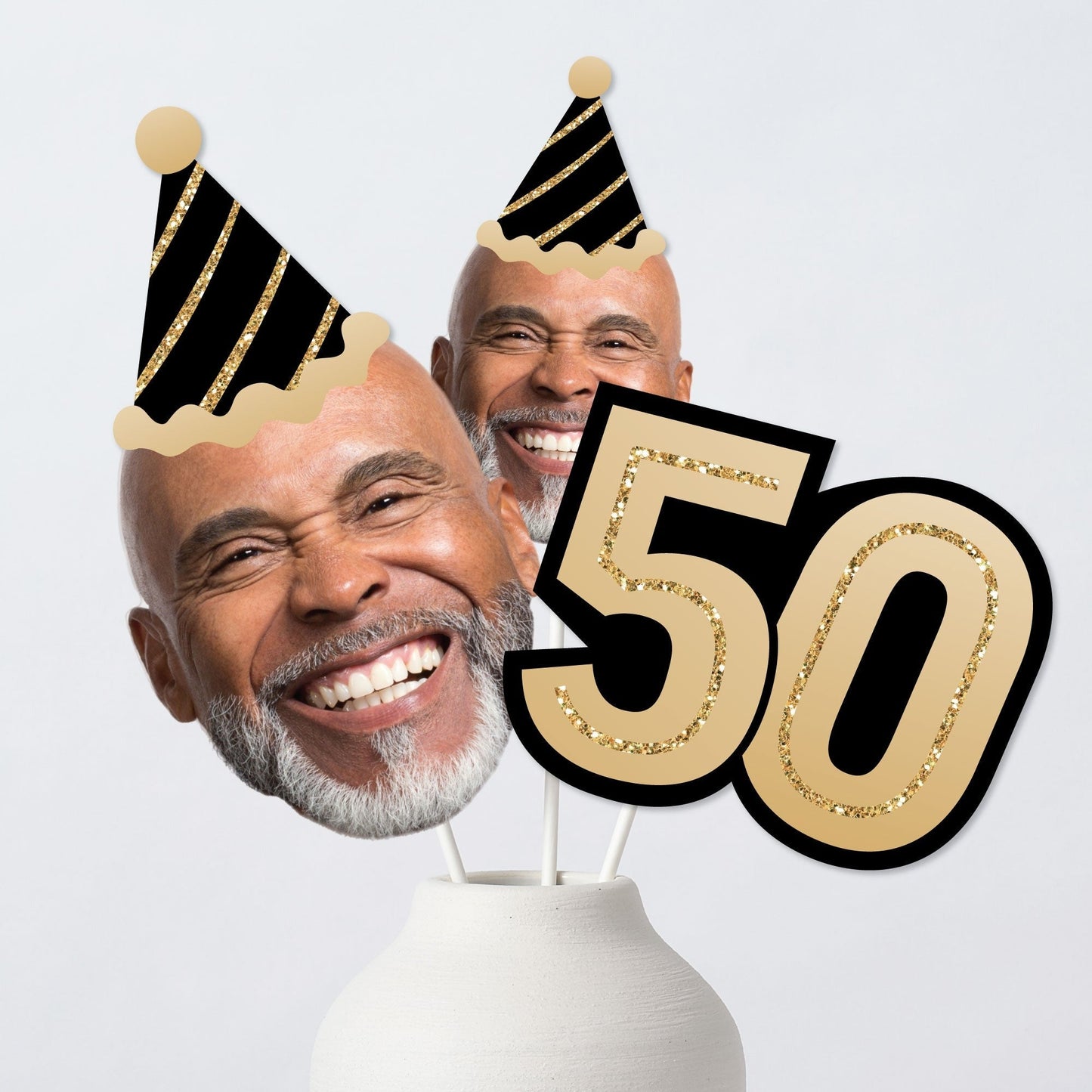 Custom Photo 50th Birthday Table Toppers - 15 Ct