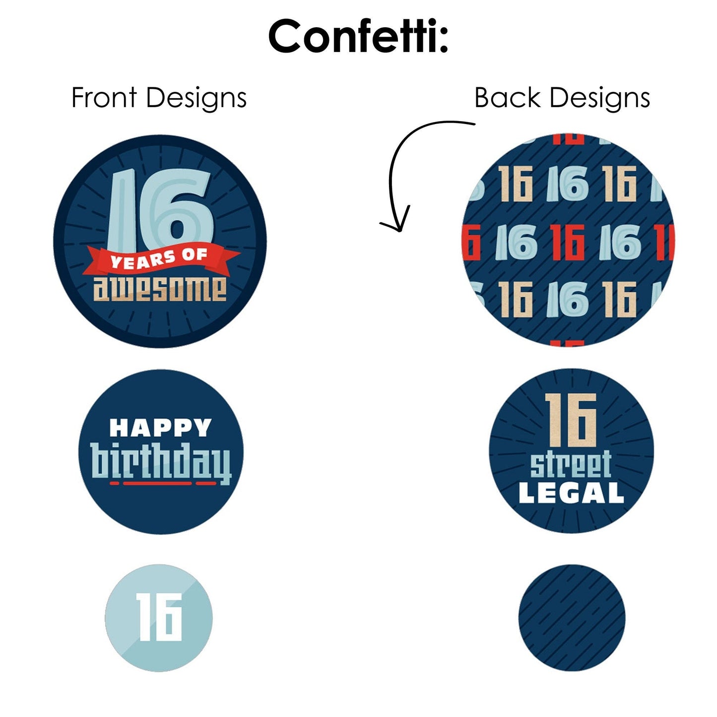 Boy 16th Birthday - Sweet Sixteen Birthday Party Decor and Confetti - Terrific Table Centerpiece Kit - Set of 30