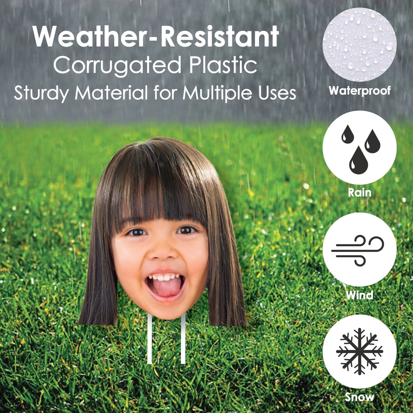 Fun Face - Custom Photo Head Cut Out Yard Sign and Outdoor Lawn Decorations - Upload 1 Photo - Set of 8