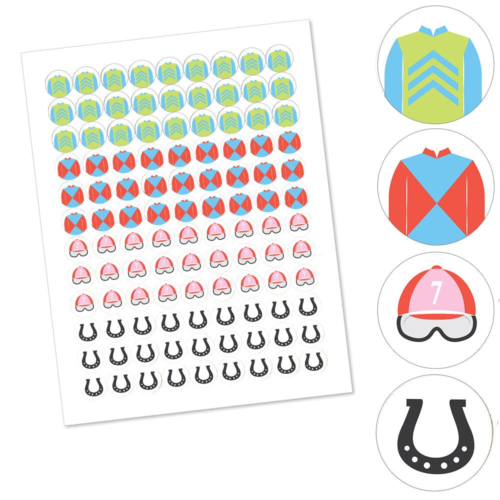 Derby Horse Race Candy Stickers - 1 Sheet of 108