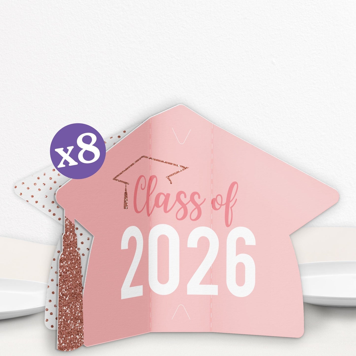 Rose Gold Graduation 3D Centerpieces - 8 Ct