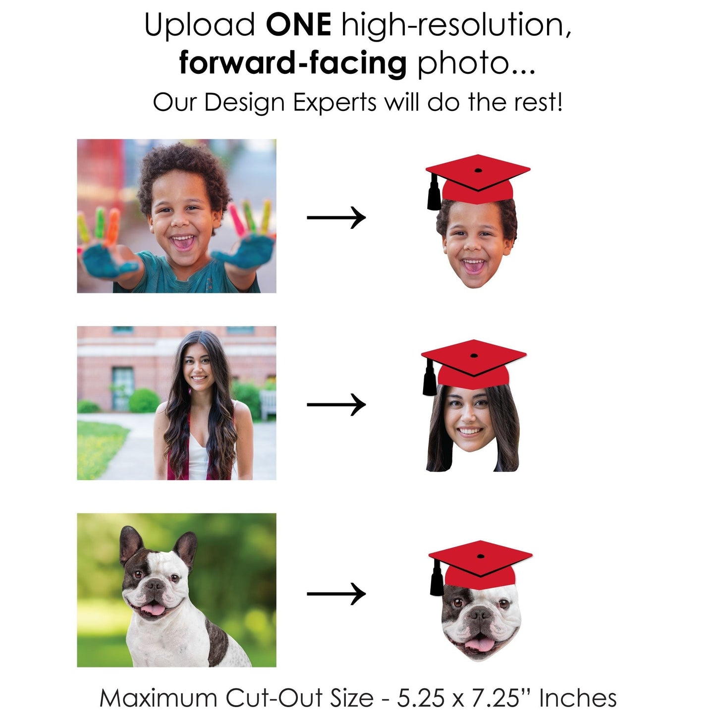 Custom Fun Face Red Grad Cap Essentials - 20 Ct