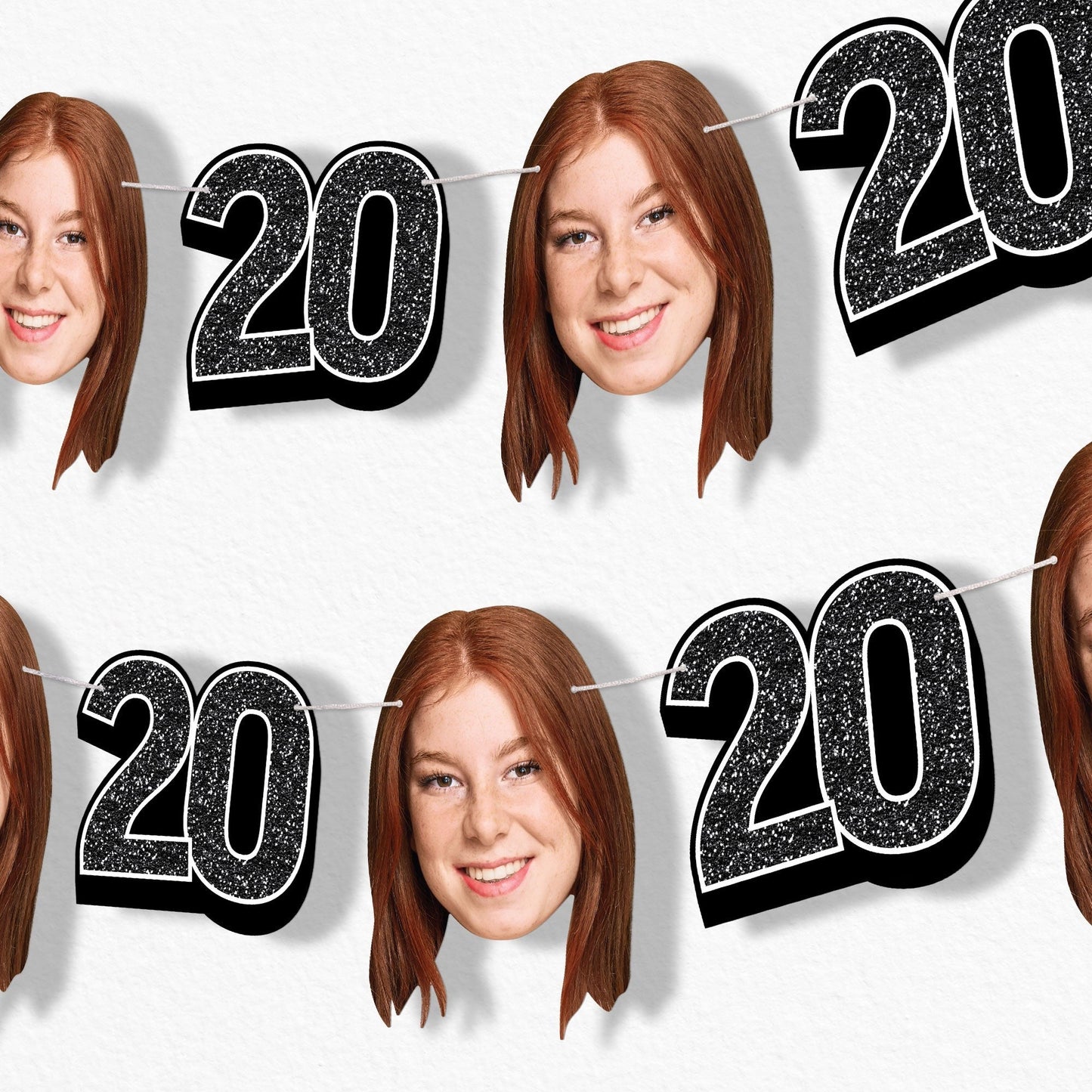 Custom Face 20th Birthday Garland Banner
