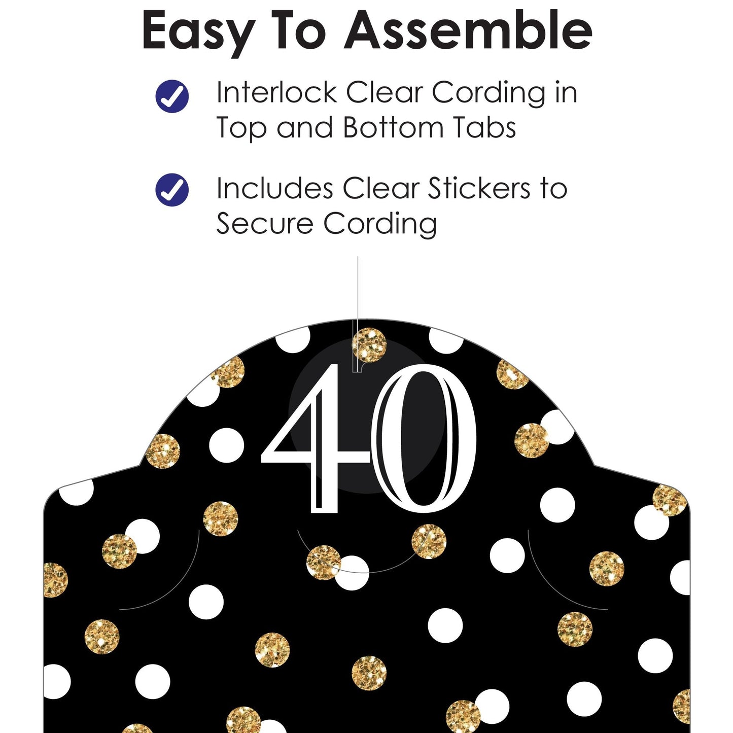 Adult 40th Birthday - Gold - Birthday Party DIY Backdrop Decor - Hanging Vertical Photo Garland - 35 Pieces