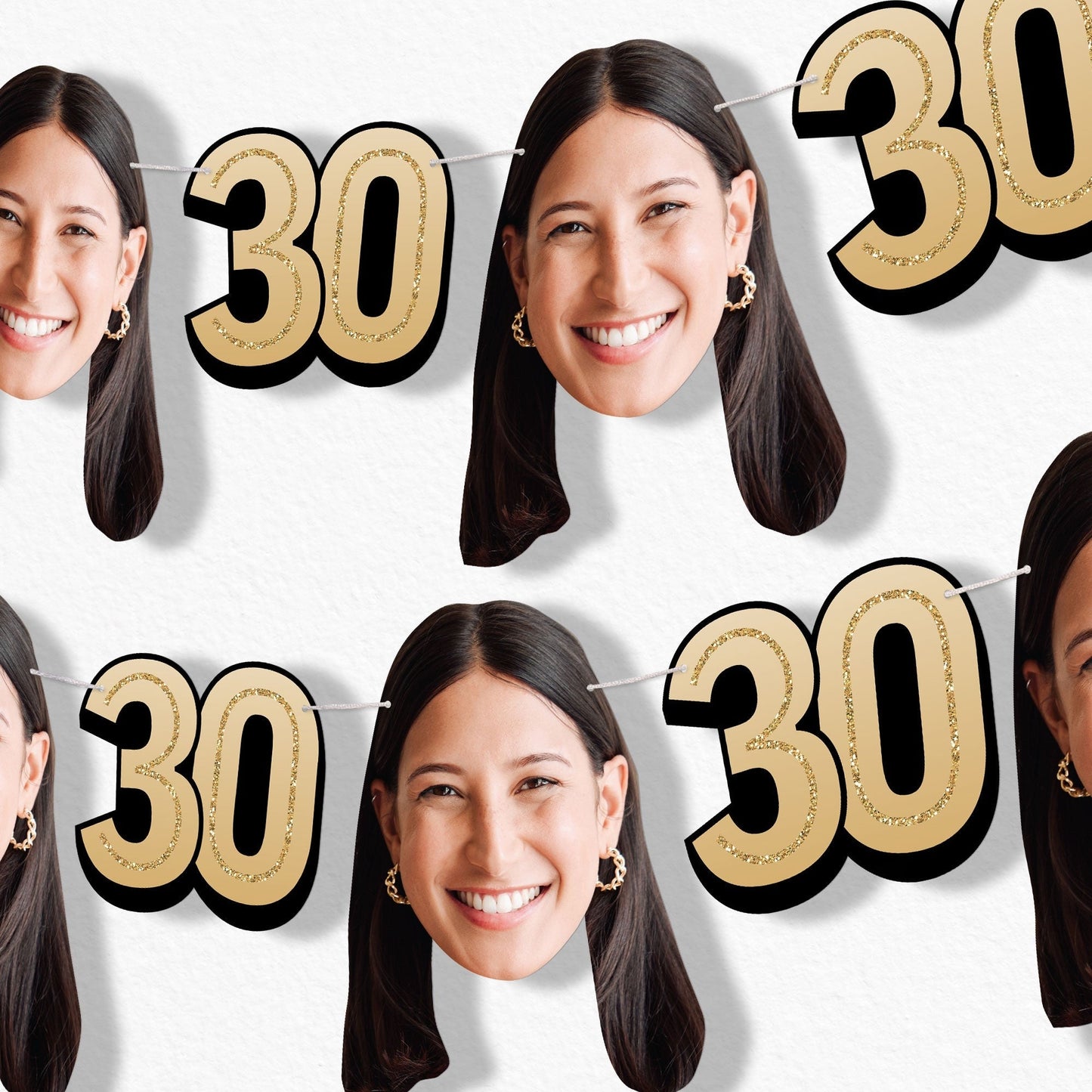 Custom Face 30th Birthday Garland Banner